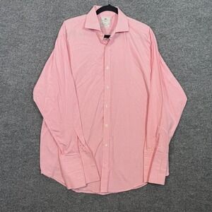 Hawes & Curtis Dress Shirt Men 16.5 Pink Gingham Check French Cuff Business